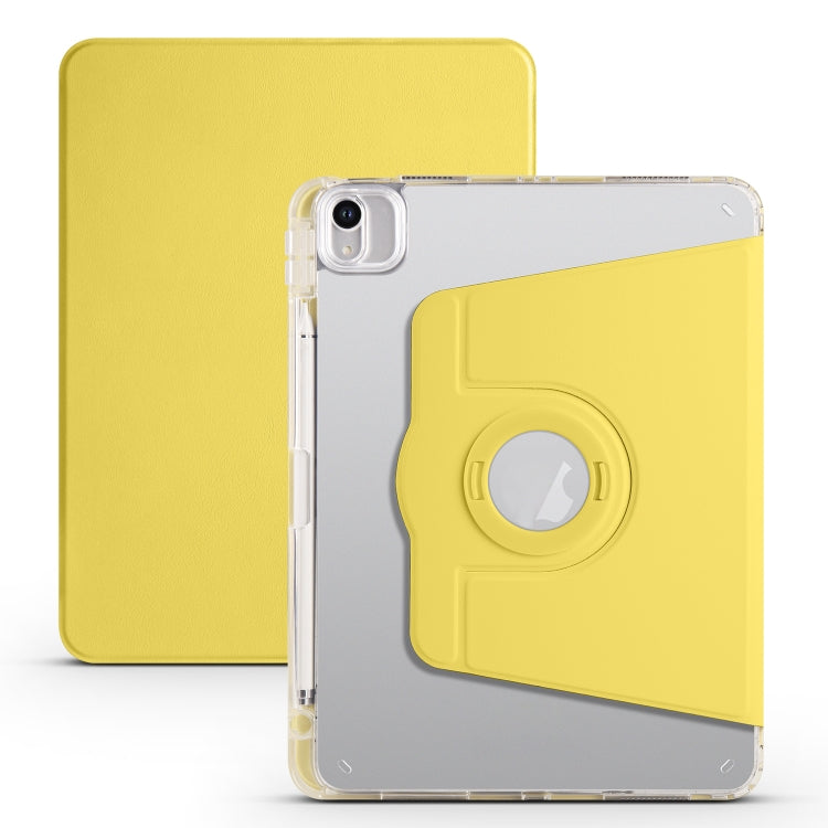 For iPad Air 11 2024 Clear Acrylic 360 Rotation Detachable Leather Tablet Case(Yellow) - iPad Air 11 2024 Cases by PMC Jewellery | Online Shopping South Africa | PMC Jewellery | Buy Now Pay Later Mobicred