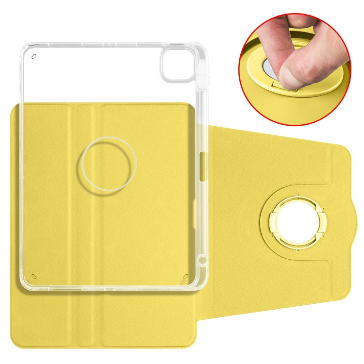 For iPad Air 11 2024 Clear Acrylic 360 Rotation Detachable Leather Tablet Case(Yellow) - iPad Air 11 2024 Cases by PMC Jewellery | Online Shopping South Africa | PMC Jewellery | Buy Now Pay Later Mobicred