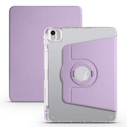 For iPad Air 11 2024 Clear Acrylic 360 Rotation Detachable Leather Tablet Case(Light Purple) - iPad Air 11 2024 Cases by PMC Jewellery | Online Shopping South Africa | PMC Jewellery | Buy Now Pay Later Mobicred