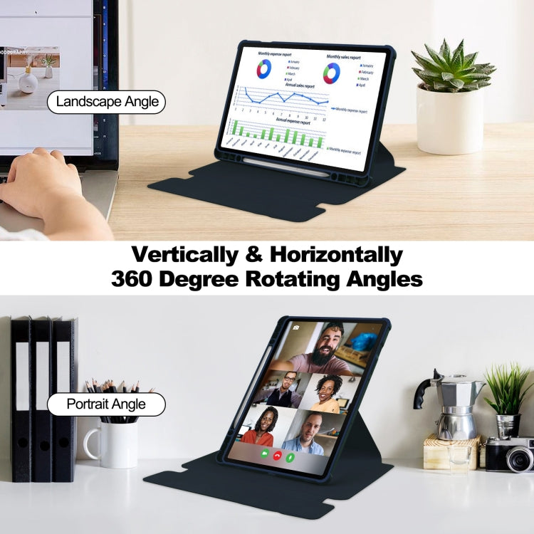 For Samsung Galaxy Tab S9 FE+ 360 Rotation Transparent Smart Leather Case with Keyboard(Dark Blue) - Galaxy Tab S9 FE+ by PMC TechLife | Online Shopping South Africa | PMC TechLife
