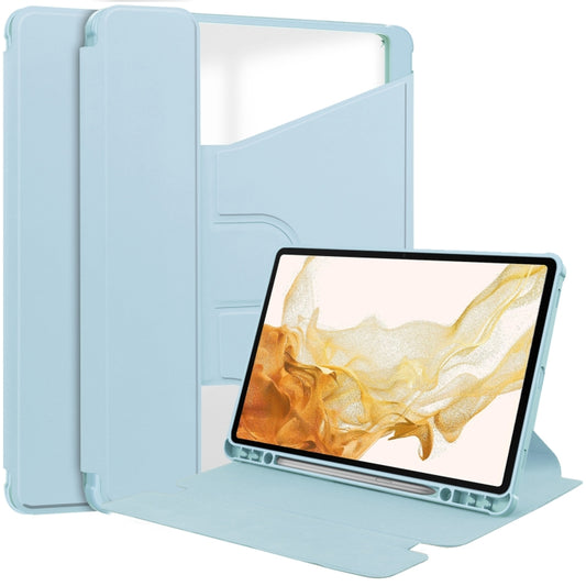 For Samsung Galaxy Tab S9 360 Rotation Transparent Smart Leather Case(Sky Blue) - Galaxy Tab S9 Cases by PMC Jewellery | Online Shopping South Africa | PMC Jewellery | Buy Now Pay Later Mobicred