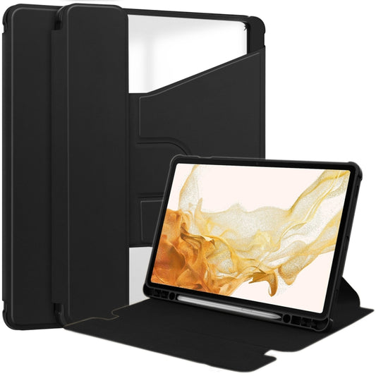 For Samsung Galaxy Tab S9+ 360 Rotation Transparent Smart Leather Case(Black) - Galaxy Tab S9+ Cases by PMC Jewellery | Online Shopping South Africa | PMC Jewellery | Buy Now Pay Later Mobicred