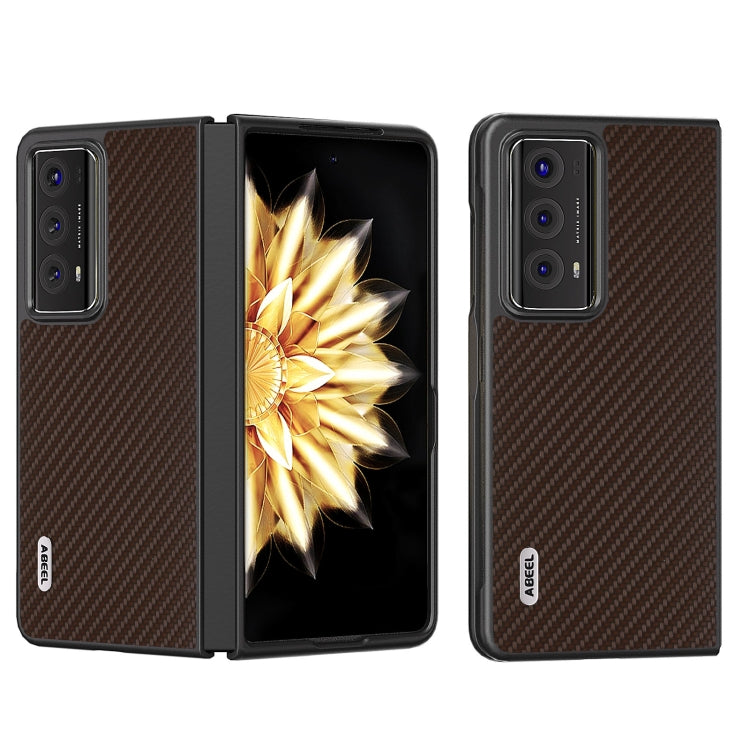 For Honor Magic V2 Electroplating Carbon Fiber Texture Protective Phone Case(Dark Brown) - Honor Cases by PMC Jewellery | Online Shopping South Africa | PMC Jewellery | Buy Now Pay Later Mobicred