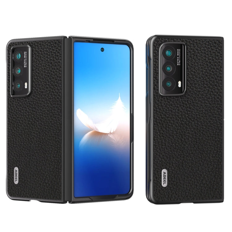 For Honor Magic Vs2 ABEEL Genuine Leather Litchi Texture Phone Case(Black) - Honor Cases by PMC Jewellery | Online Shopping South Africa | PMC Jewellery | Buy Now Pay Later Mobicred