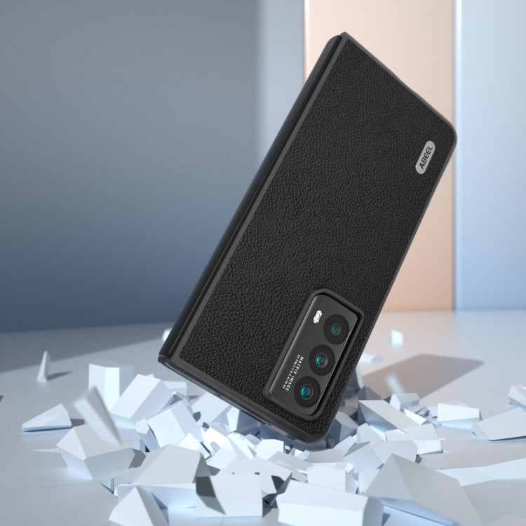 For Honor Magic Vs2 ABEEL Genuine Leather + PC Litchi Texture Phone Case(Black) - Honor Cases by PMC TechLife | Online Shopping South Africa | PMC TechLife | Buy Now Pay Later Mobicred