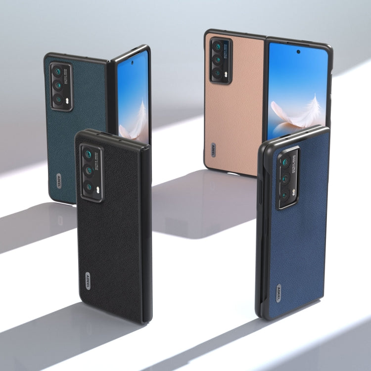 For Honor Magic Vs2 ABEEL Genuine Leather + PC Litchi Texture Phone Case(Black) - Honor Cases by PMC TechLife | Online Shopping South Africa | PMC TechLife | Buy Now Pay Later Mobicred