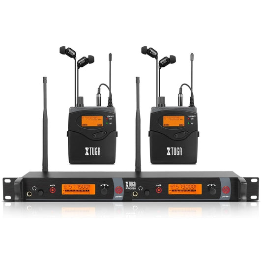 XTUGA RW2080 UHF Wireless Stage Singer In-Ear Monitor System 2 BodyPacks(US Plug) - Microphone by XTUGA | Online Shopping South Africa | PMC Jewellery | Buy Now Pay Later Mobicred