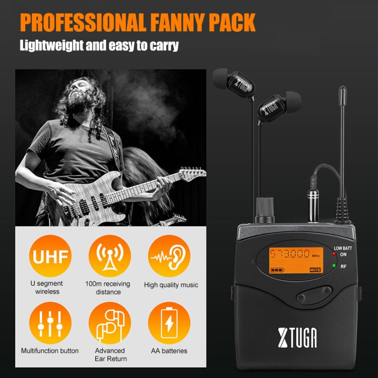 XTUGA RW2080 UHF Wireless Stage Singer In-Ear Monitor System 2 BodyPacks(UK Plug) - Microphone by XTUGA | Online Shopping South Africa | PMC Jewellery | Buy Now Pay Later Mobicred