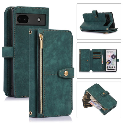 For Google Pixel 6a Dream 9-Card Wallet Zipper Bag Leather Phone Case(Green) - Google Cases by PMC Jewellery | Online Shopping South Africa | PMC Jewellery | Buy Now Pay Later Mobicred