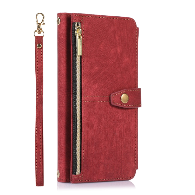 For Google Pixel 6a Dream 9-Card Wallet Zipper Bag Leather Phone Case(Red) - Google Cases by PMC TechLife | Online Shopping South Africa | PMC TechLife | Buy Now Pay Later Mobicred