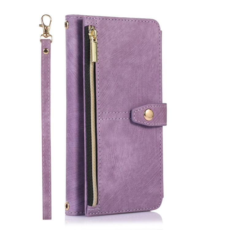 For Google Pixel 6a Dream 9-Card Wallet Zipper Bag Leather Phone Case(Purple) - Google Cases by PMC TechLife | Online Shopping South Africa | PMC TechLife | Buy Now Pay Later Mobicred