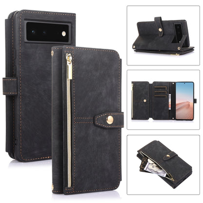 For Google Pixel 6 Dream 9-Card Wallet Zipper Bag Leather Phone Case(Black) - Google Cases by PMC Jewellery | Online Shopping South Africa | PMC Jewellery | Buy Now Pay Later Mobicred