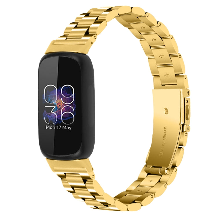 For Fitbit Inspire 3 Three Bead Flat Buckle Stainless Steel Watch Band(Gold) - free shipping - PMC TechLife - Order now!