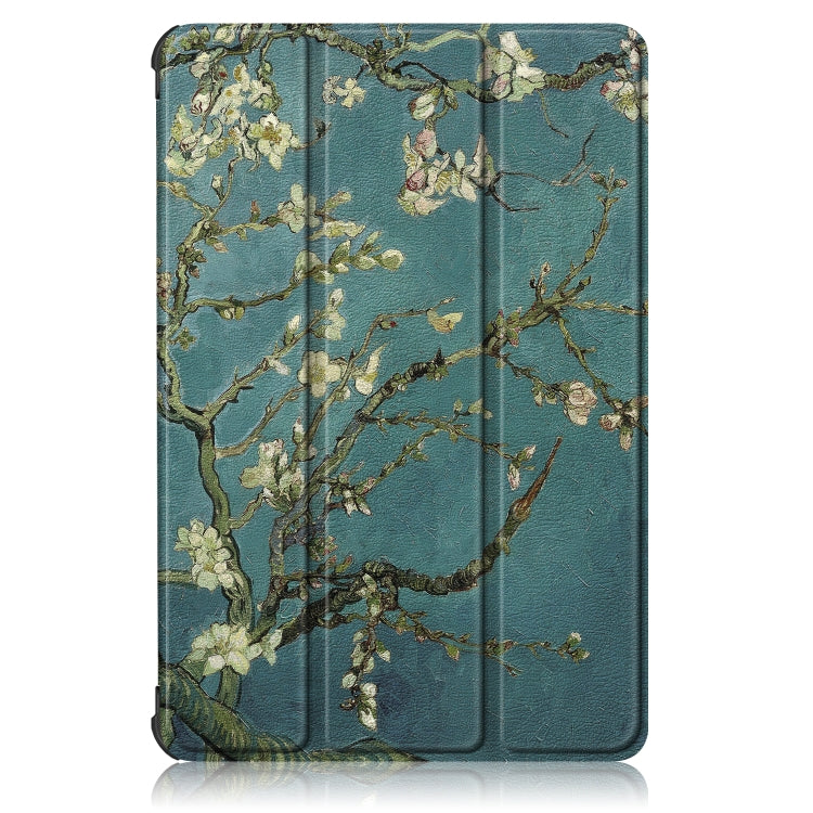 For Honor Pad 7 10.1inch/X8/X8 Lite Custer Painted Painted 3-folding Holder Tablet PC Leather Case(Apricot Blossom) - Honor by PMC Jewellery | Online Shopping South Africa | PMC Jewellery | Buy Now Pay Later Mobicred