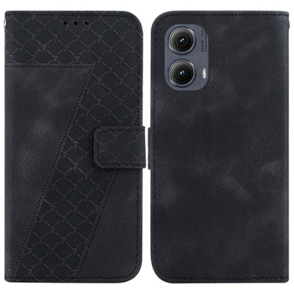 For Motorola Edge 2024 Seven-shaped Embossed Leather Phone Case(Black) - Motorola Cases by PMC Jewellery | Online Shopping South Africa | PMC Jewellery | Buy Now Pay Later Mobicred