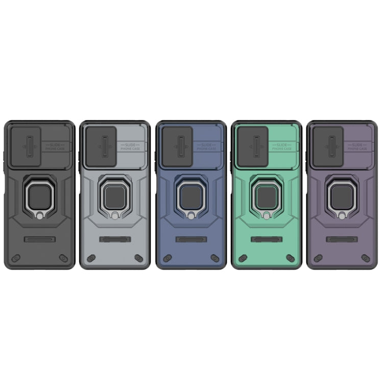 For Xiaomi Redmi Note 12 Pro 5G Global Sliding Camshield TPU + PC Shockproof Phone Case with Holder(Grey) - Xiaomi Cases by PMC TechLife | Online Shopping South Africa | PMC TechLife | Buy Now Pay Later Mobicred