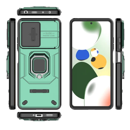 For Xiaomi Redmi Note 12 Pro 5G Global Sliding Camshield TPU + PC Shockproof Phone Case with Holder(Green) - Xiaomi Cases by PMC Jewellery | Online Shopping South Africa | PMC Jewellery | Buy Now Pay Later Mobicred