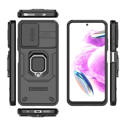 For Xiaomi Redmi Note 12S 4G Global Sliding Camshield TPU + PC Shockproof Phone Case with Holder(Black) - Xiaomi Cases by PMC Jewellery | Online Shopping South Africa | PMC Jewellery | Buy Now Pay Later Mobicred