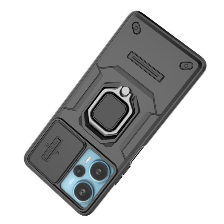 For Xiaomi Redmi Note 12 Turbo 5G Sliding Camshield TPU + PC Shockproof Phone Case with Holder(Blue) - Xiaomi Cases by PMC TechLife | Online Shopping South Africa | PMC TechLife | Buy Now Pay Later Mobicred