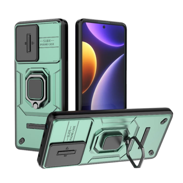 For Xiaomi Redmi Note 12 Turbo 5G Sliding Camshield TPU + PC Shockproof Phone Case with Holder(Green) - free shipping - PMC TechLife - Order now!