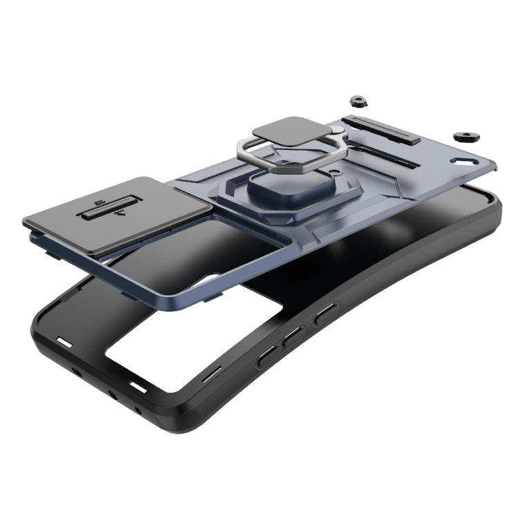 For Xiaomi Redmi K60 5G Sliding Camshield TPU + PC Shockproof Phone Case with Holder(Blue) - Xiaomi Cases by PMC TechLife | Online Shopping South Africa | PMC TechLife | Buy Now Pay Later Mobicred