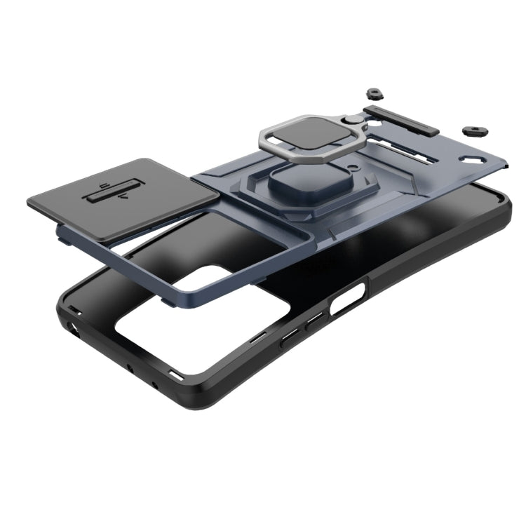 For Xiaomi Redmi Note 13 5G Sliding Camshield TPU + PC Shockproof Phone Case with Holder(Black) - Note 13 Cases by PMC TechLife | Online Shopping South Africa | PMC TechLife | Buy Now Pay Later Mobicred