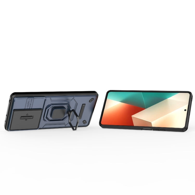 For Xiaomi Redmi Note 13 5G Sliding Camshield TPU + PC Shockproof Phone Case with Holder(Blue) - free shipping - PMC TechLife - Order now!