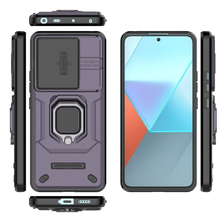 For Xiaomi Redmi Note 13 Pro 5G Sliding Camshield TPU + PC Shockproof Phone Case with Holder(Purple) - Note 13 Pro Cases by PMC Jewellery | Online Shopping South Africa | PMC Jewellery | Buy Now Pay Later Mobicred