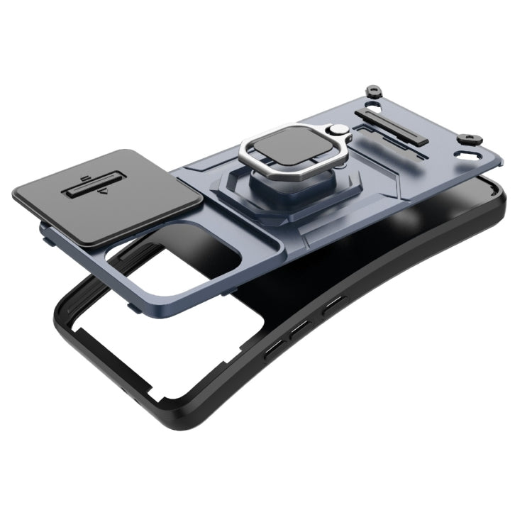 For Xiaomi Redmi K70 5G Sliding Camshield TPU + PC Shockproof Phone Case with Holder(Grey) - K70 Cases by PMC TechLife | Online Shopping South Africa | PMC TechLife