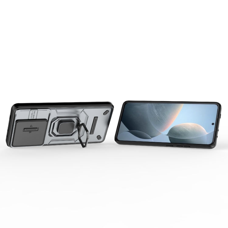 For Xiaomi Redmi K70E 5G Sliding Camshield TPU + PC Shockproof Phone Case with Holder(Grey) - K70E Cases by PMC TechLife | Online Shopping South Africa | PMC TechLife | Buy Now Pay Later Mobicred