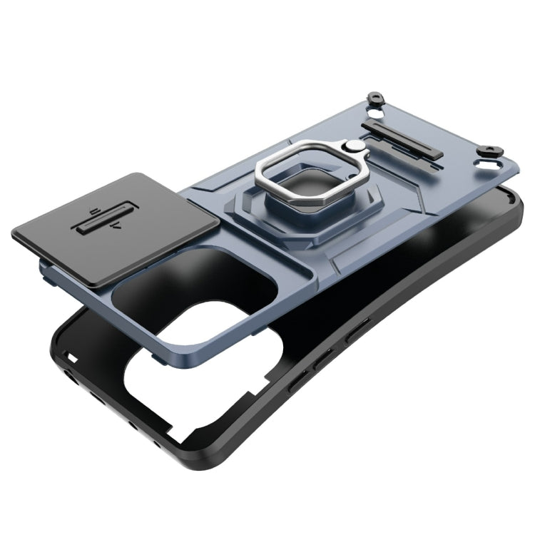 For Xiaomi Redmi Note 13 4G Global Sliding Camshield TPU + PC Shockproof Phone Case with Holder(Green) - Note 13 Cases by PMC TechLife | Online Shopping South Africa | PMC TechLife | Buy Now Pay Later Mobicred
