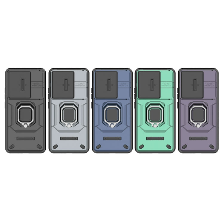 For Xiaomi Redmi Note 13 4G Global Sliding Camshield TPU + PC Shockproof Phone Case with Holder(Green) - Note 13 Cases by PMC TechLife | Online Shopping South Africa | PMC TechLife | Buy Now Pay Later Mobicred