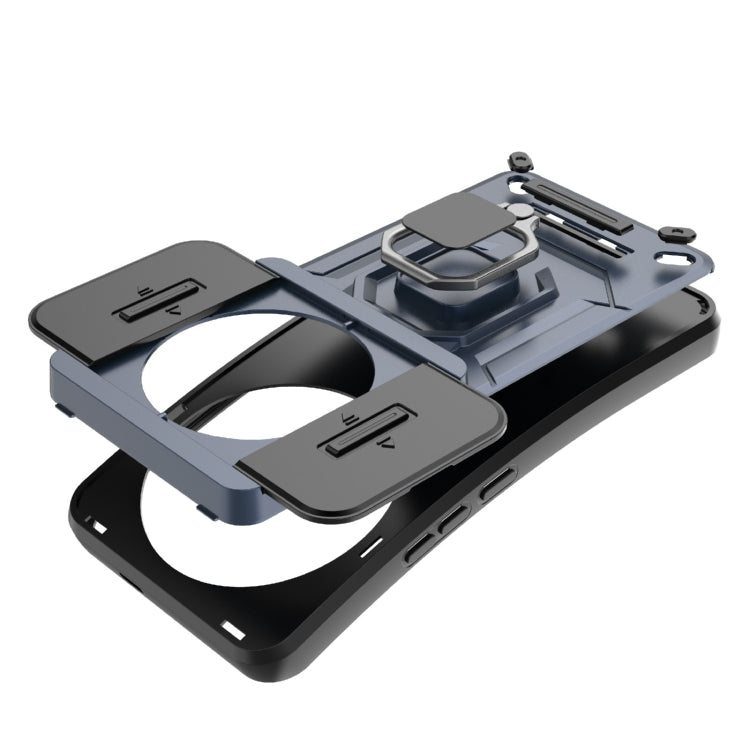 For Xiaomi 14 Ultra Sliding Camshield TPU + PC Shockproof Phone Case with Holder(Blue) - 14 Ultra Cases by PMC TechLife | Online Shopping South Africa | PMC TechLife | Buy Now Pay Later Mobicred