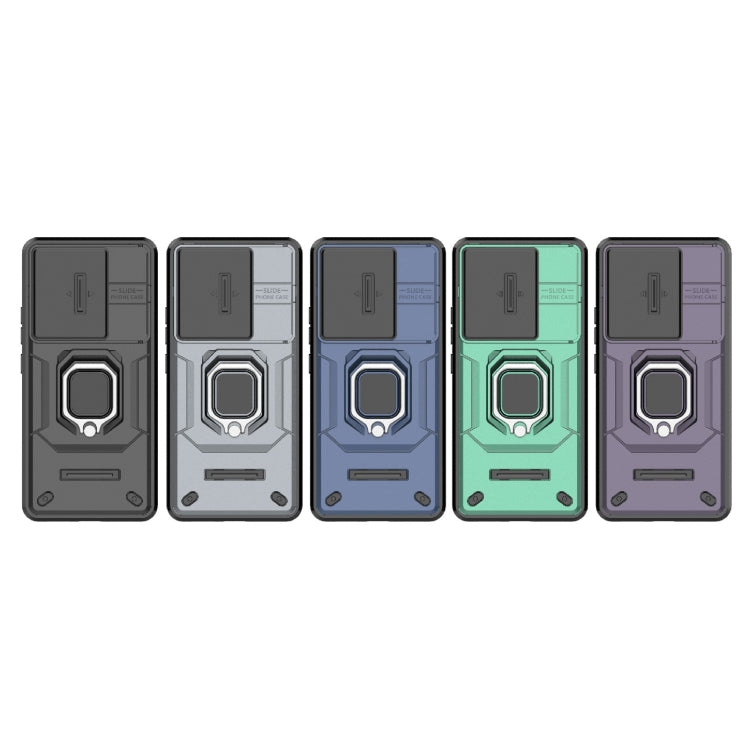 For Xiaomi Redmi Turbo 3 5G Sliding Camshield TPU + PC Shockproof Phone Case with Holder(Purple) - Xiaomi Cases by PMC TechLife | Online Shopping South Africa | PMC TechLife | Buy Now Pay Later Mobicred