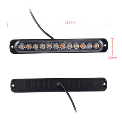 DC12V-24V / 36W Car Truck Emergency Strobe Flash Warning Light 12LEDs Long Ultra-thin Side Lights(Red + White + Red) - Warning Lights by PMC Jewellery | Online Shopping South Africa | PMC Jewellery | Buy Now Pay Later Mobicred