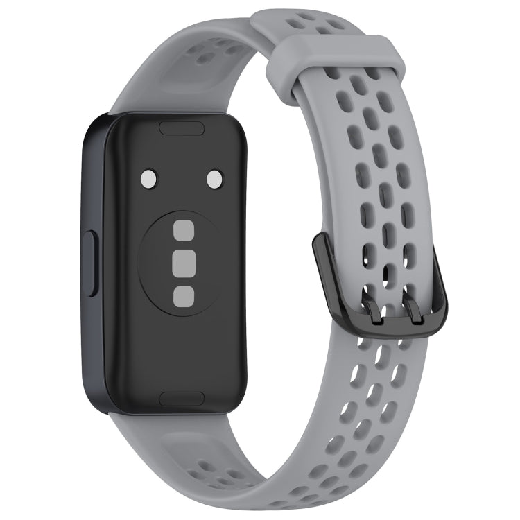 For Huawei Band 10 / 9 / 8 Solid Color Breathable Silicone Watch Band(Grey) - Watch Bands by PMC TechLife | Online Shopping South Africa | PMC TechLife | Buy Now Pay Later Mobicred