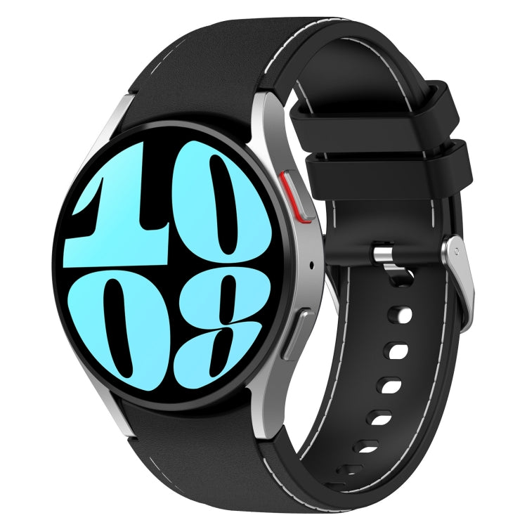 For Samsung Galaxy Watch 6 / 6 Classic Leather Silicone Watch Band(Black+White) - Watch Bands by PMC TechLife | Online Shopping South Africa | PMC TechLife