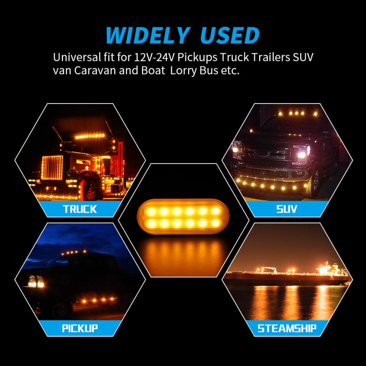 DC12V-24V / 36W Car Truck Emergency Strobe Flash Warning Light 12LEDs Ultra-thin Side Lights(White + Yellow) - Warning Lights by PMC Jewellery | Online Shopping South Africa | PMC Jewellery | Buy Now Pay Later Mobicred