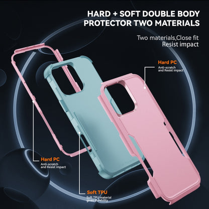 For iPhone 16 Pro Commuter Shockproof TPU + PC Phone Case(Pink+Grey Green) - iPhone 16 Pro Cases by PMC Jewellery | Online Shopping South Africa | PMC Jewellery | Buy Now Pay Later Mobicred