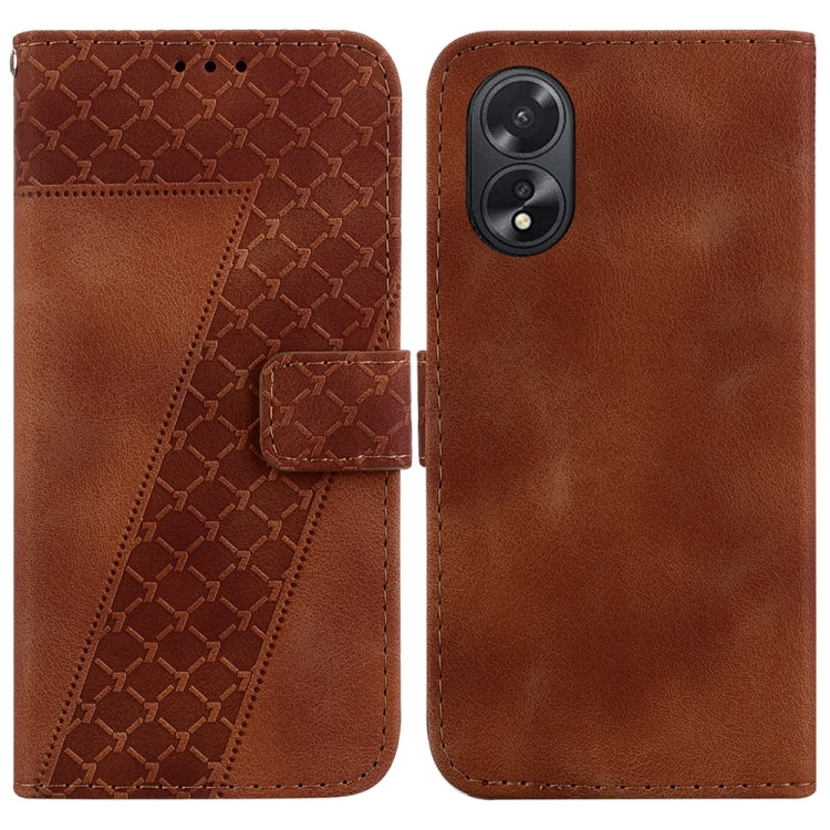For OPPO A38 4G / A18 7-shaped Embossed Leather Phone Case(Brown) - A38 Cases by PMC TechLife | Online Shopping South Africa | PMC TechLife | Buy Now Pay Later Mobicred