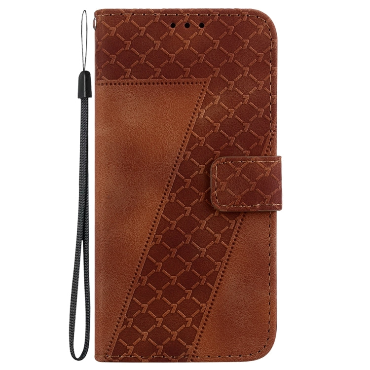 For OPPO A38 4G / A18 7-shaped Embossed Leather Phone Case(Brown) - A38 Cases by PMC TechLife | Online Shopping South Africa | PMC TechLife | Buy Now Pay Later Mobicred