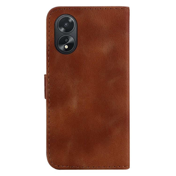 For OPPO A38 4G / A18 7-shaped Embossed Leather Phone Case(Brown) - A38 Cases by PMC TechLife | Online Shopping South Africa | PMC TechLife | Buy Now Pay Later Mobicred