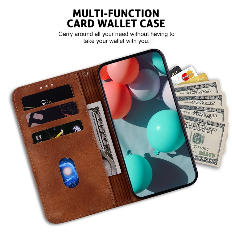 For OPPO A38 4G / A18 7-shaped Embossed Leather Phone Case(Brown) - A38 Cases by PMC TechLife | Online Shopping South Africa | PMC TechLife | Buy Now Pay Later Mobicred