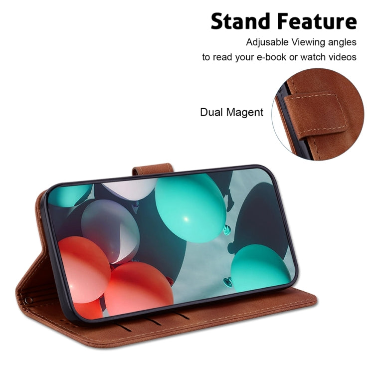 For OPPO A38 4G / A18 7-shaped Embossed Leather Phone Case(Brown) - A38 Cases by PMC TechLife | Online Shopping South Africa | PMC TechLife | Buy Now Pay Later Mobicred