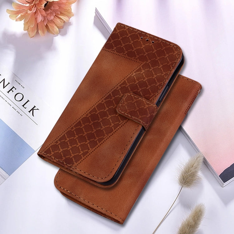 For OPPO Reno11 F Global 7-shaped Embossed Leather Phone Case(Brown) - Reno11 F Cases by PMC TechLife | Online Shopping South Africa | PMC TechLife | Buy Now Pay Later Mobicred