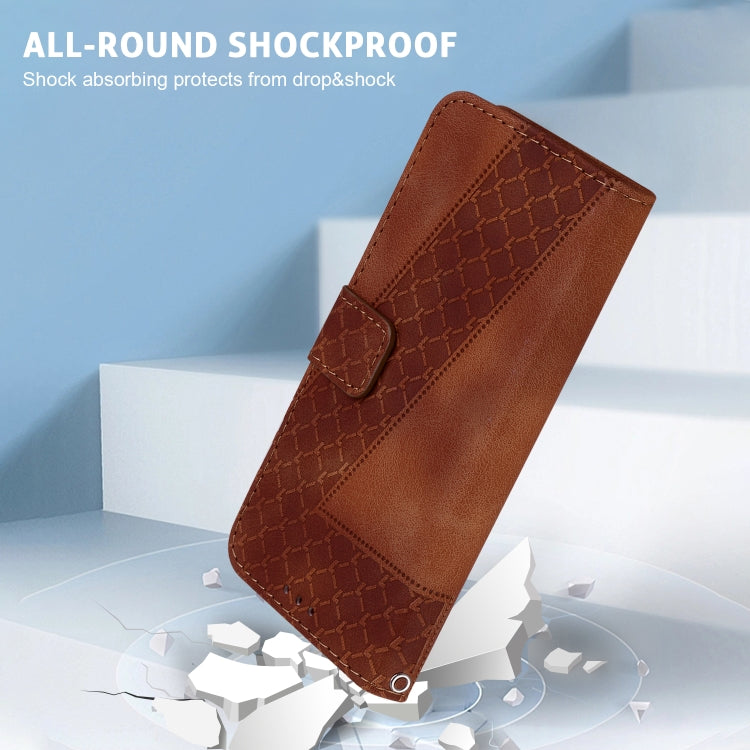 For OPPO Reno11 F Global 7-shaped Embossed Leather Phone Case(Brown) - Reno11 F Cases by PMC TechLife | Online Shopping South Africa | PMC TechLife | Buy Now Pay Later Mobicred