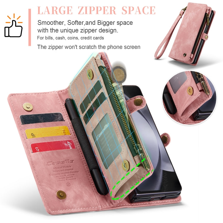 For Samsung Galaxy Z Fold5 CaseMe 008 Multifunctional Zipper Wallet Phone Leather Case(Pink) - Galaxy Z Fold5 Cases by CaseMe | Online Shopping South Africa | PMC Jewellery | Buy Now Pay Later Mobicred