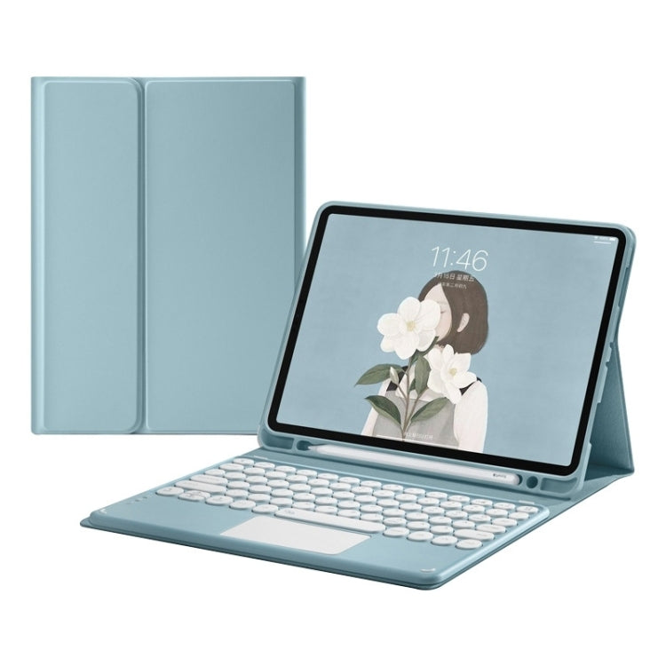 For Samsung Galaxy Tab S8+ / S7 FE / S7+ Round Cap Bluetooth Keyboard Leather Case with Pen Slot & Touchpad(Blue) - free shipping - PMC TechLife - Order now!