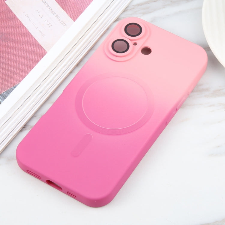 For iPhone 16 Plus Liquid TPU Silicone Gradient MagSafe Phone Case(Pink Red) - free shipping - PMC Jewellery - Order now!