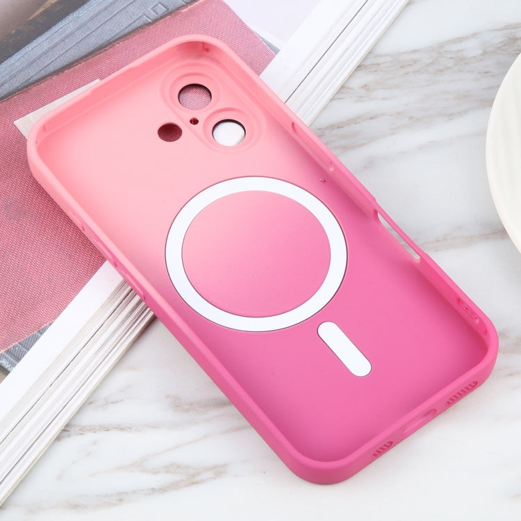 For iPhone 16 Liquid TPU Silicone Gradient MagSafe Phone Case(Pink Red) - iPhone 16 Cases by PMC TechLife | Online Shopping South Africa | PMC TechLife | Buy Now Pay Later Mobicred